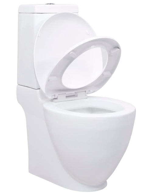 Încărcați imaginea în vizualizatorul Galerie, Vas WC toaletă de baie, alb, ceramică, rotund, flux inferior - Lando
