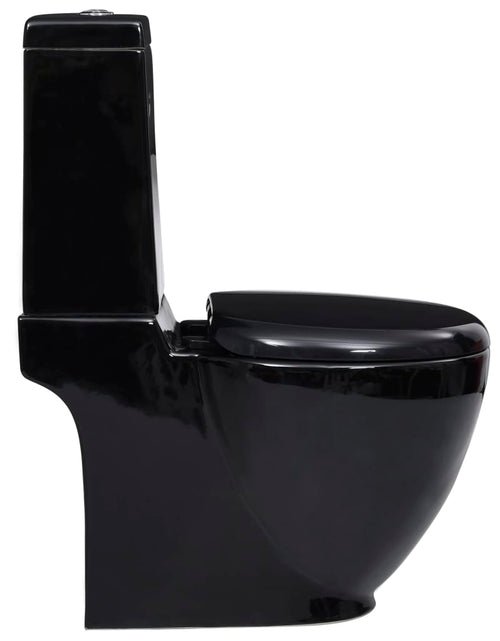Încărcați imaginea în vizualizatorul Galerie, Vas WC toaletă baie, negru, ceramică, rotund, flux inferior - Lando
