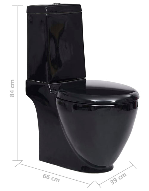 Загрузите изображение в средство просмотра галереи, Vas WC toaletă baie, negru, ceramică, rotund, flux inferior - Lando

