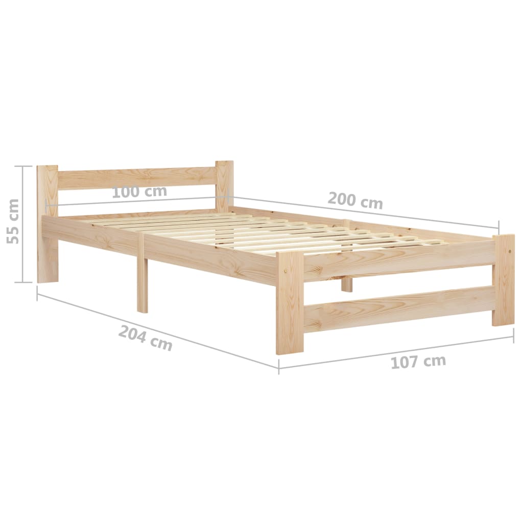 Cadru de pat, 100 x 200 cm, lemn masiv de pin - Lando