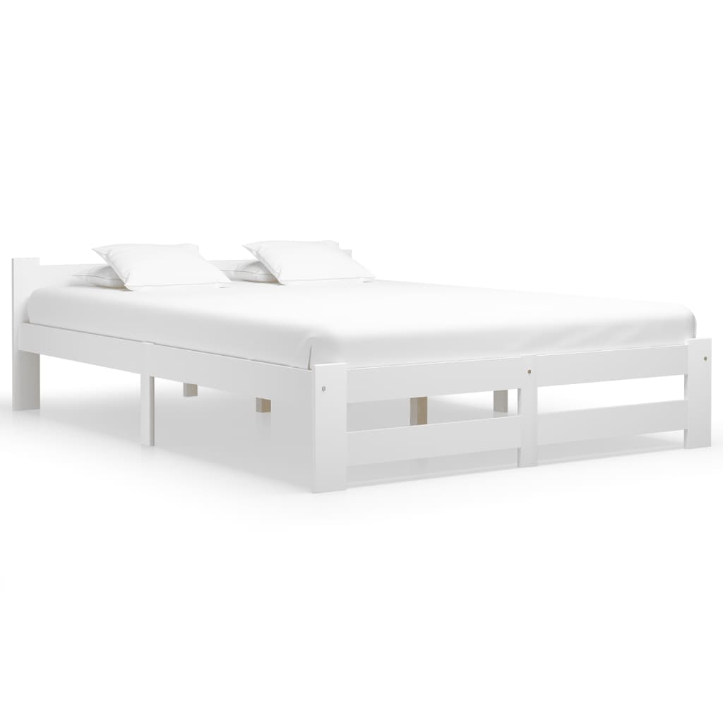 Cadru de pat, alb, 140 x 200 cm, lemn masiv de pin - Lando