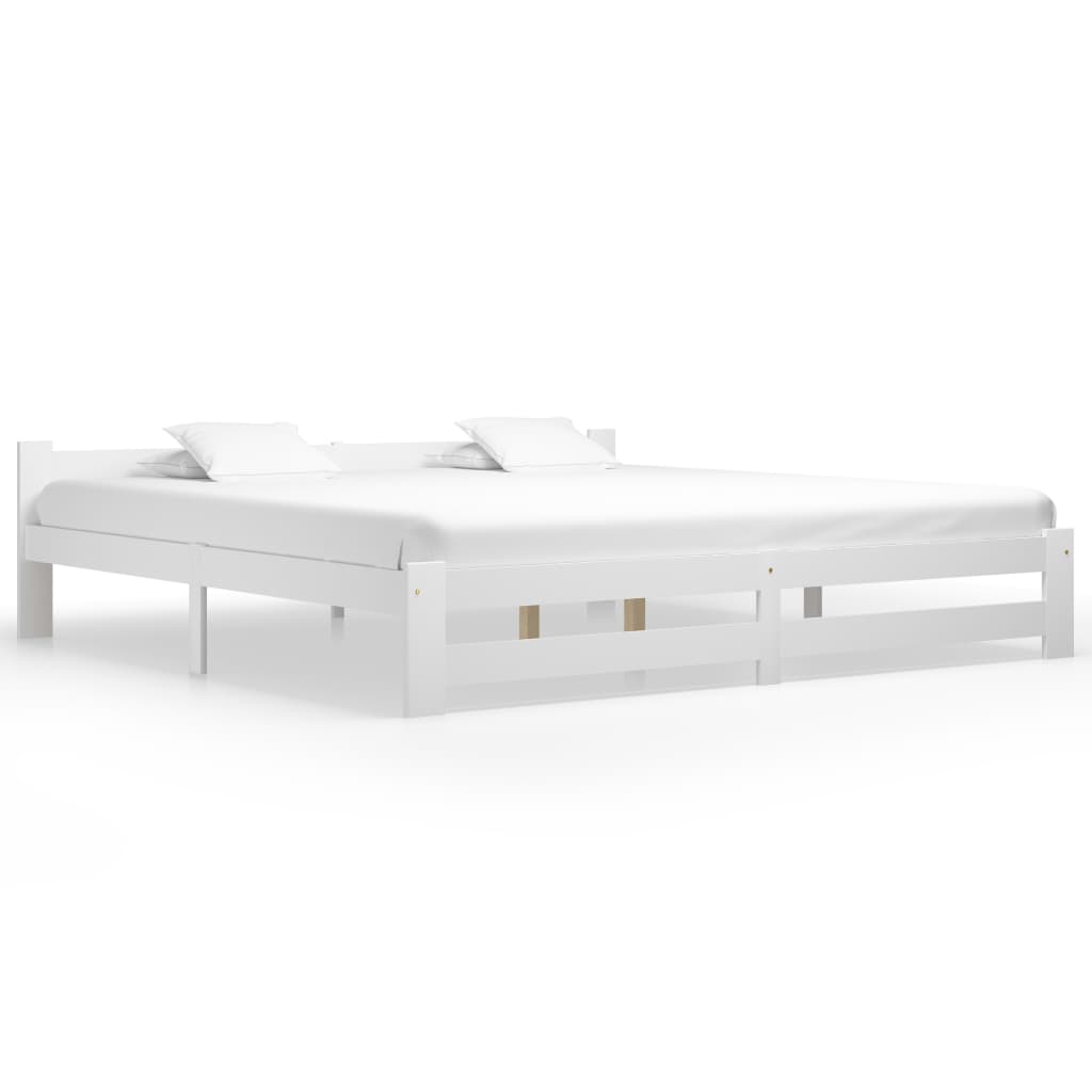 Cadru de pat, alb, 200 x 200 cm, lemn masiv de pin - Lando