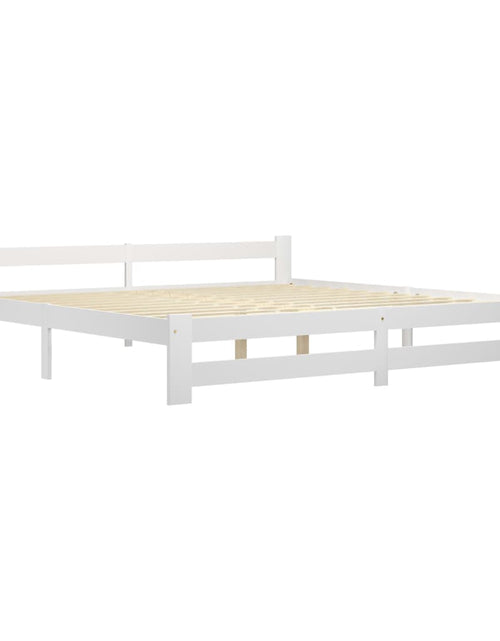 Încărcați imaginea în vizualizatorul Galerie, Cadru de pat, alb, 200 x 200 cm, lemn masiv de pin - Lando
