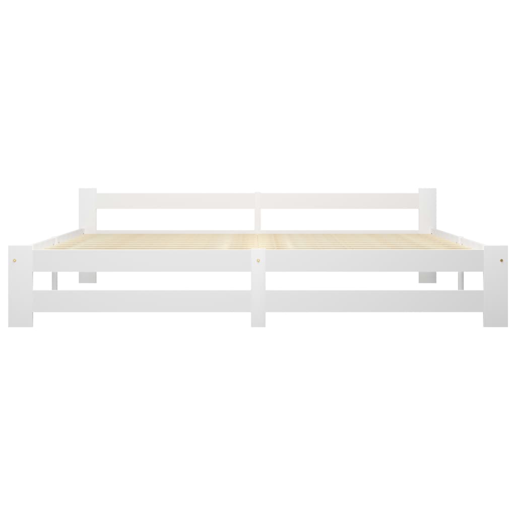 Cadru de pat, alb, 200 x 200 cm, lemn masiv de pin - Lando