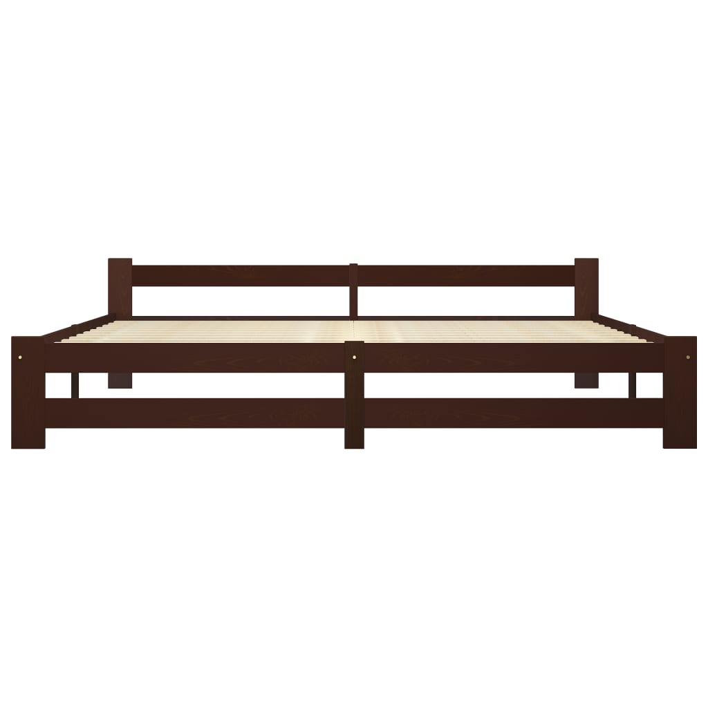 Cadru de pat, maro închis, 200x200 cm, lemn masiv de pin - Lando