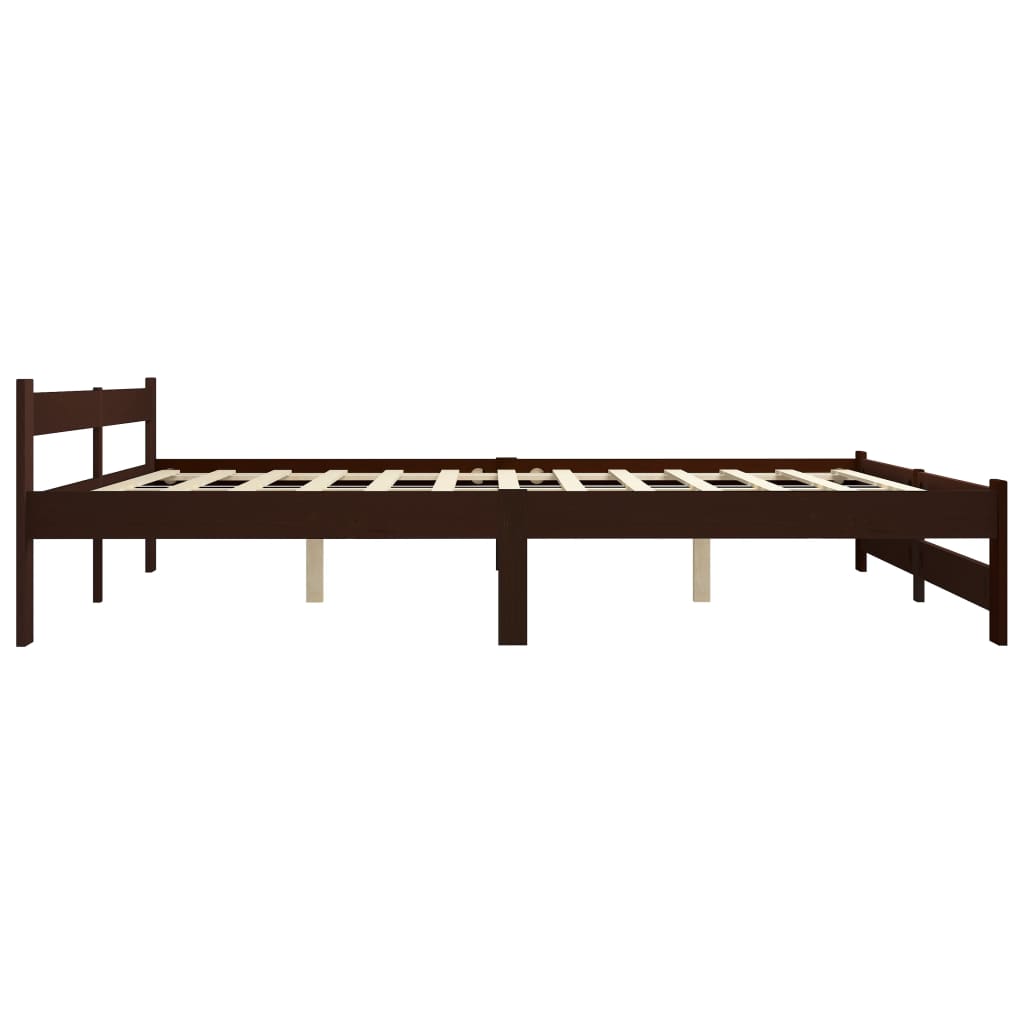 Cadru de pat, maro închis, 200x200 cm, lemn masiv de pin - Lando