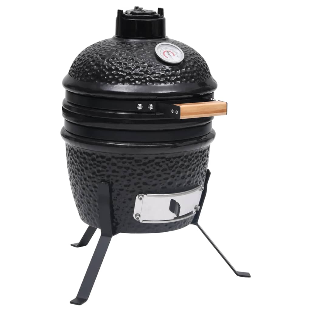 Grătar cu afumătoare 2-în-1 Kamado, negru, 56 cm, ceramică Lando - Lando