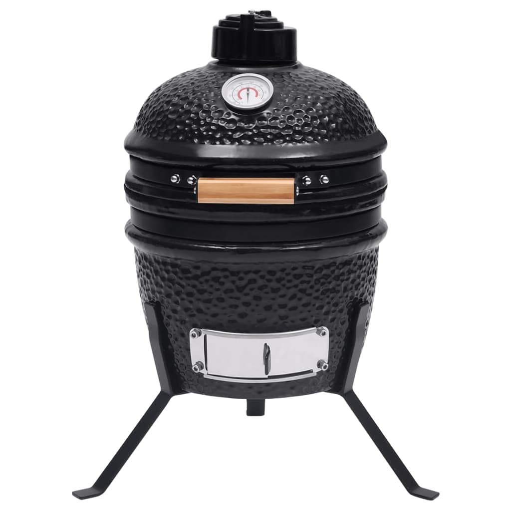 Grătar cu afumătoare 2-în-1 Kamado, negru, 56 cm, ceramică Lando - Lando