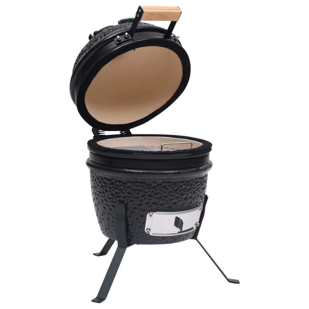 Grătar cu afumătoare 2-în-1 Kamado, negru, 56 cm, ceramică Lando - Lando