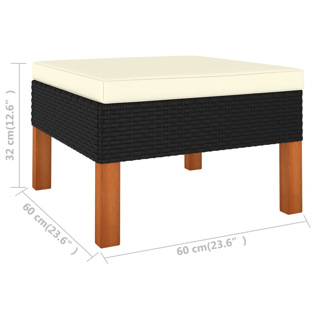 Set mobilier de grădină cu perne, 5 piese, negru, poliratan - Lando