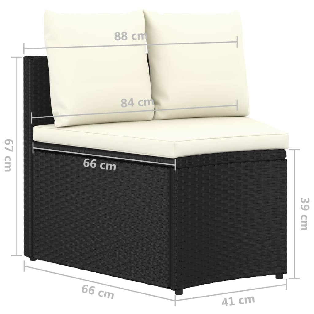 Set mobilier de grădină cu perne, 8 piese, negru, poliratan - Lando