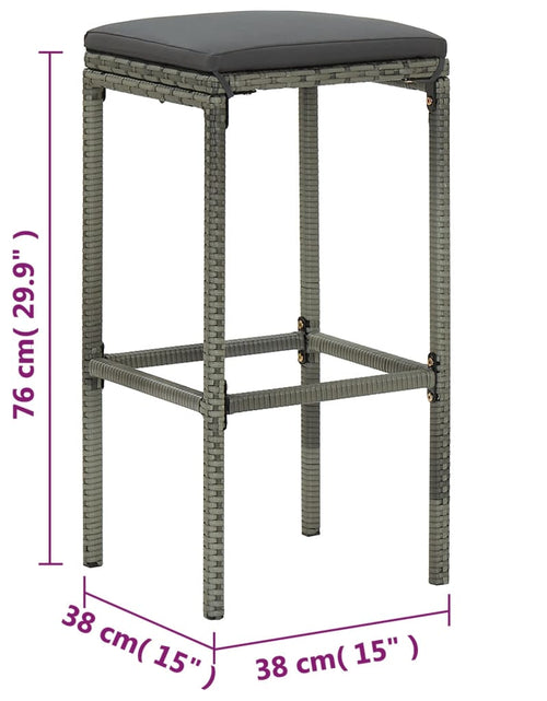 Загрузите изображение в средство просмотра галереи, Set mobilier bar de grădină cu perne, 5 piese, gri, poliratan - Lando
