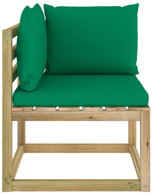 Încărcați imaginea în vizualizatorul Galerie, Canapea de grădină colțar cu perne, lemn de pin verde tratat - Lando
