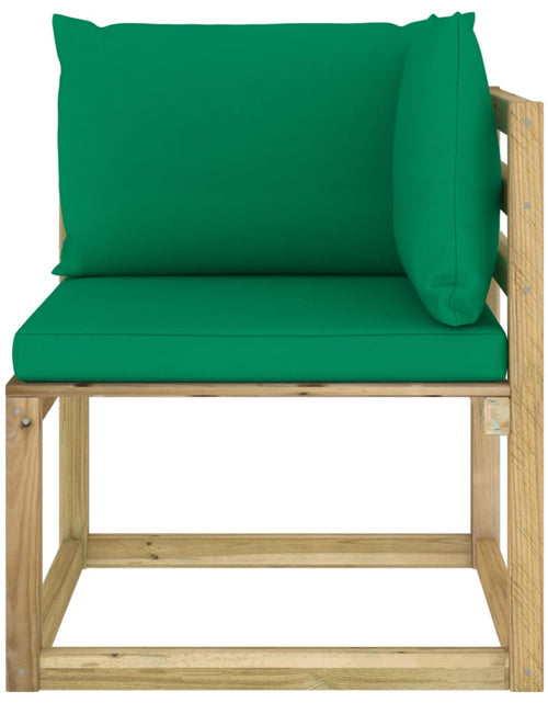 Încărcați imaginea în vizualizatorul Galerie, Canapea de grădină colțar cu perne, lemn de pin verde tratat - Lando
