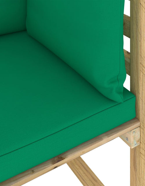 Загрузите изображение в средство просмотра галереи, Canapea de grădină colțar cu perne, lemn de pin verde tratat - Lando
