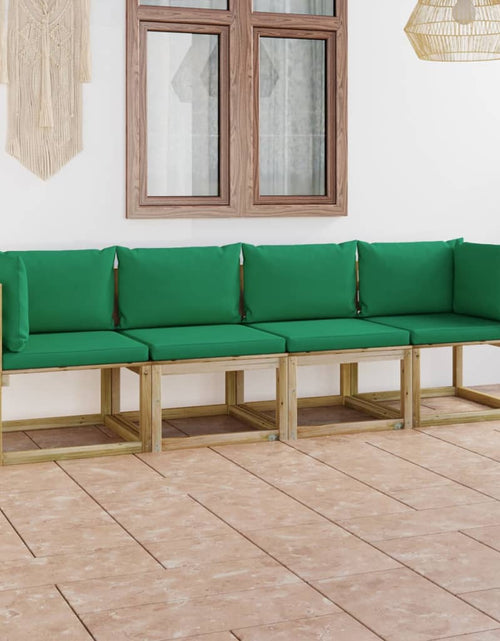 Încărcați imaginea în vizualizatorul Galerie, Canapea de grădină cu 4 locuri cu perne verzi - Lando
