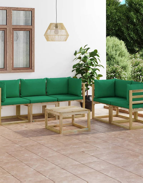Загрузите изображение в средство просмотра галереи, Set mobilier de grădină cu perne verzi, 6 piese - Lando
