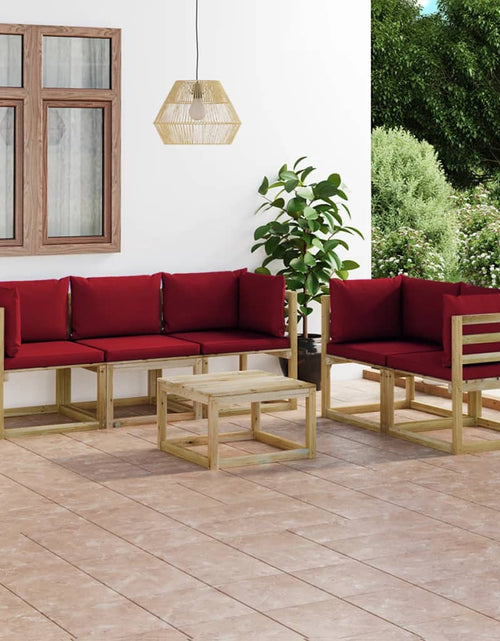 Încărcați imaginea în vizualizatorul Galerie, Set mobilier de relaxare pentru grădină perne roșu vin 6 piese - Lando
