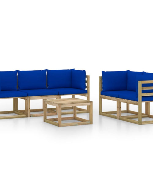 Încărcați imaginea în vizualizatorul Galerie, Set mobilier de grădină cu perne albastre, 6 piese - Lando
