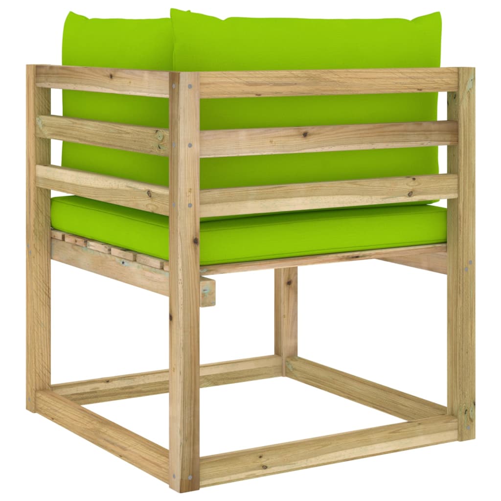 Canapea de grădină colțar cu perne, lemn de pin verde tratat - Lando