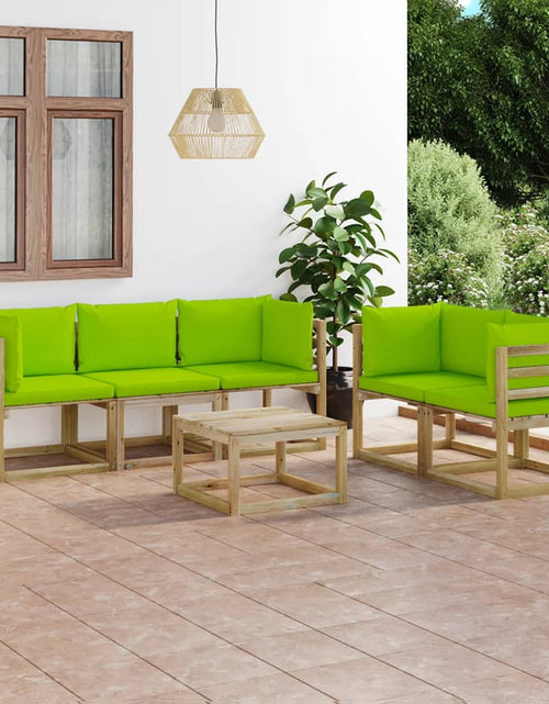 Încărcați imaginea în vizualizatorul Galerie, Set mobilier de grădină cu perne verde aprins, 6 piese - Lando
