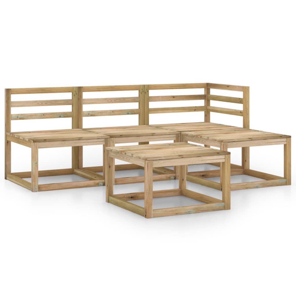 Set mobilier de grădină, 5 piese, lemn de pin verde tratat - Lando