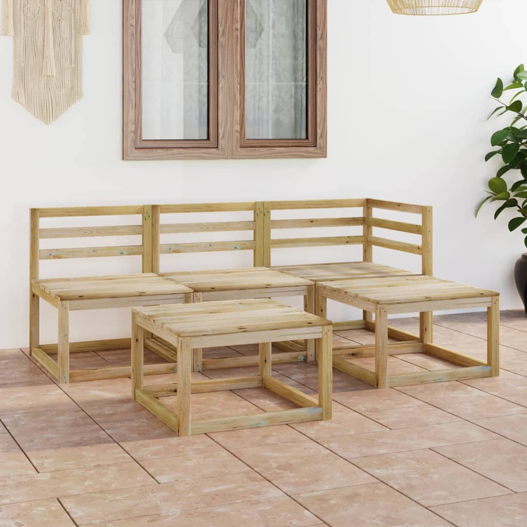 Set mobilier de grădină, 5 piese, lemn de pin verde tratat - Lando