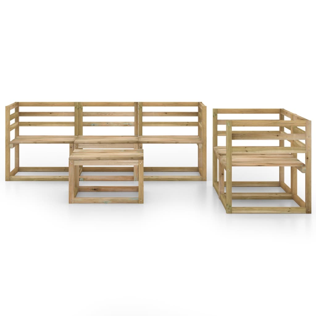 Set mobilier de grădină, 6 piese, lemn de pin tratat verde - Lando