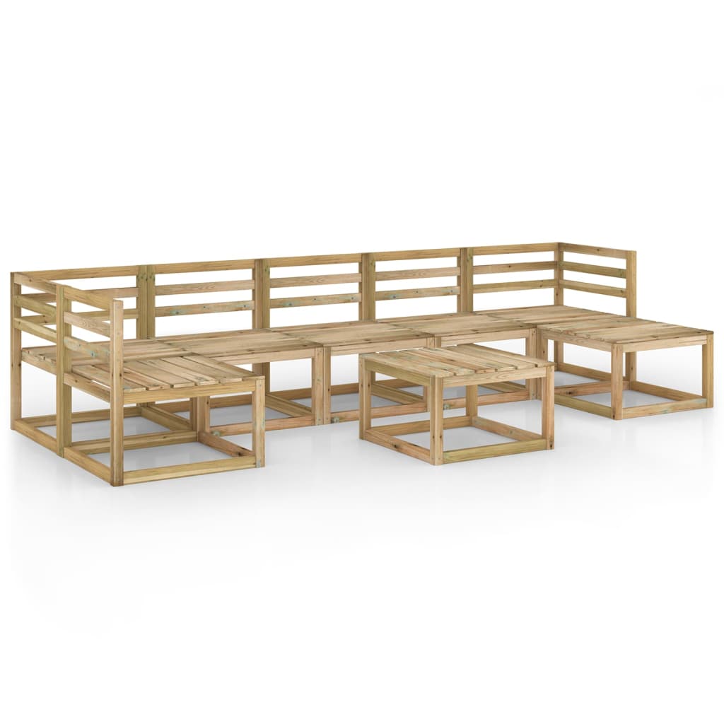 Set mobilier de grădină, 8 piese, lemn de pin verde tratat - Lando