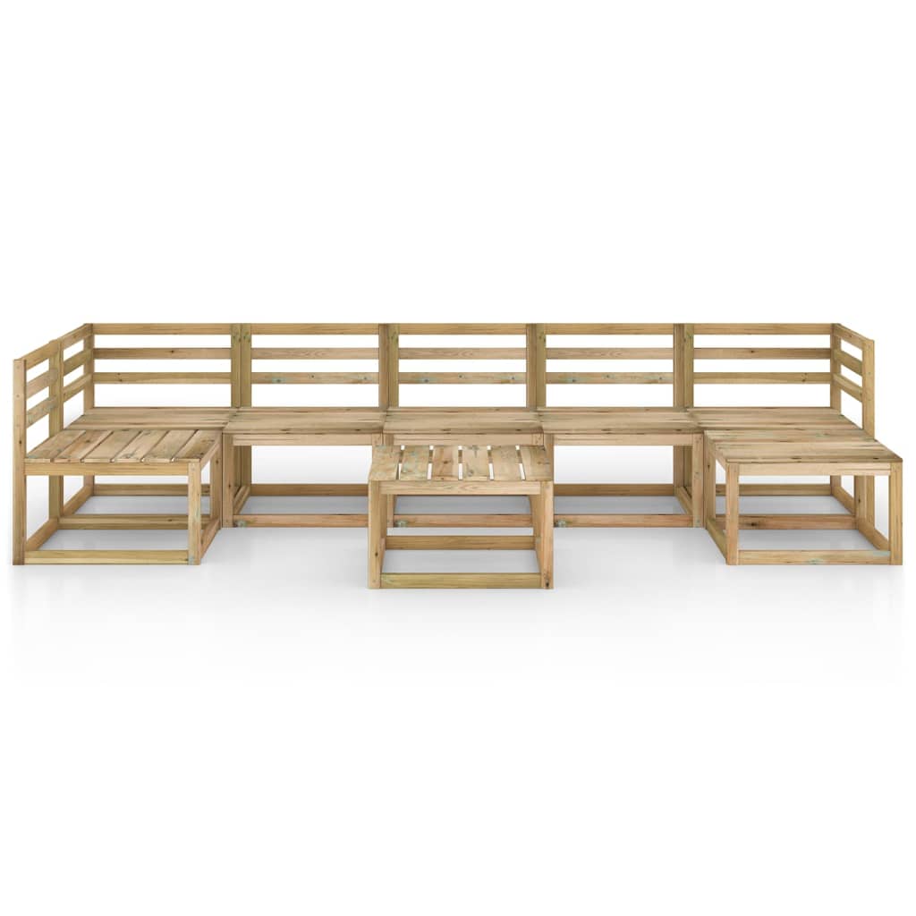 Set mobilier de grădină, 8 piese, lemn de pin verde tratat - Lando