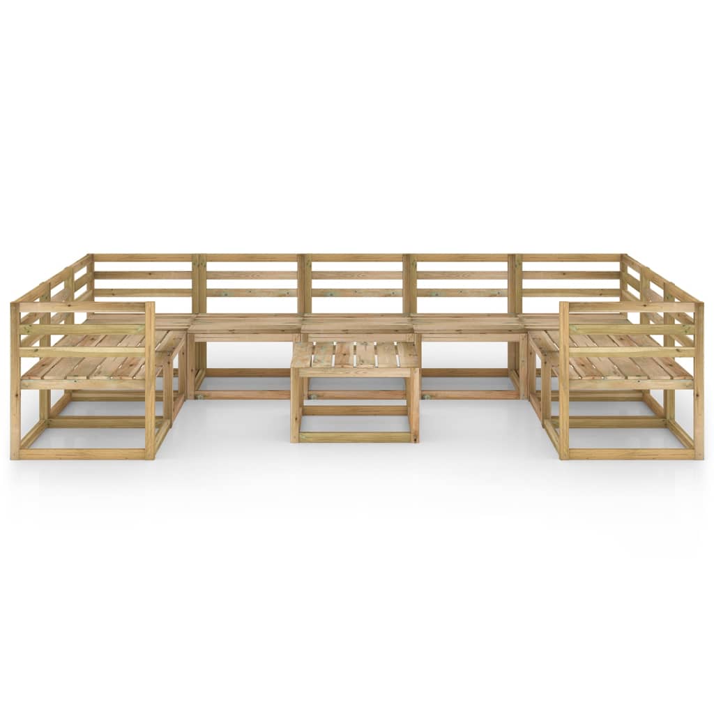 Set mobilier de grădină, 10 piese, lemn de pin verde tratat - Lando