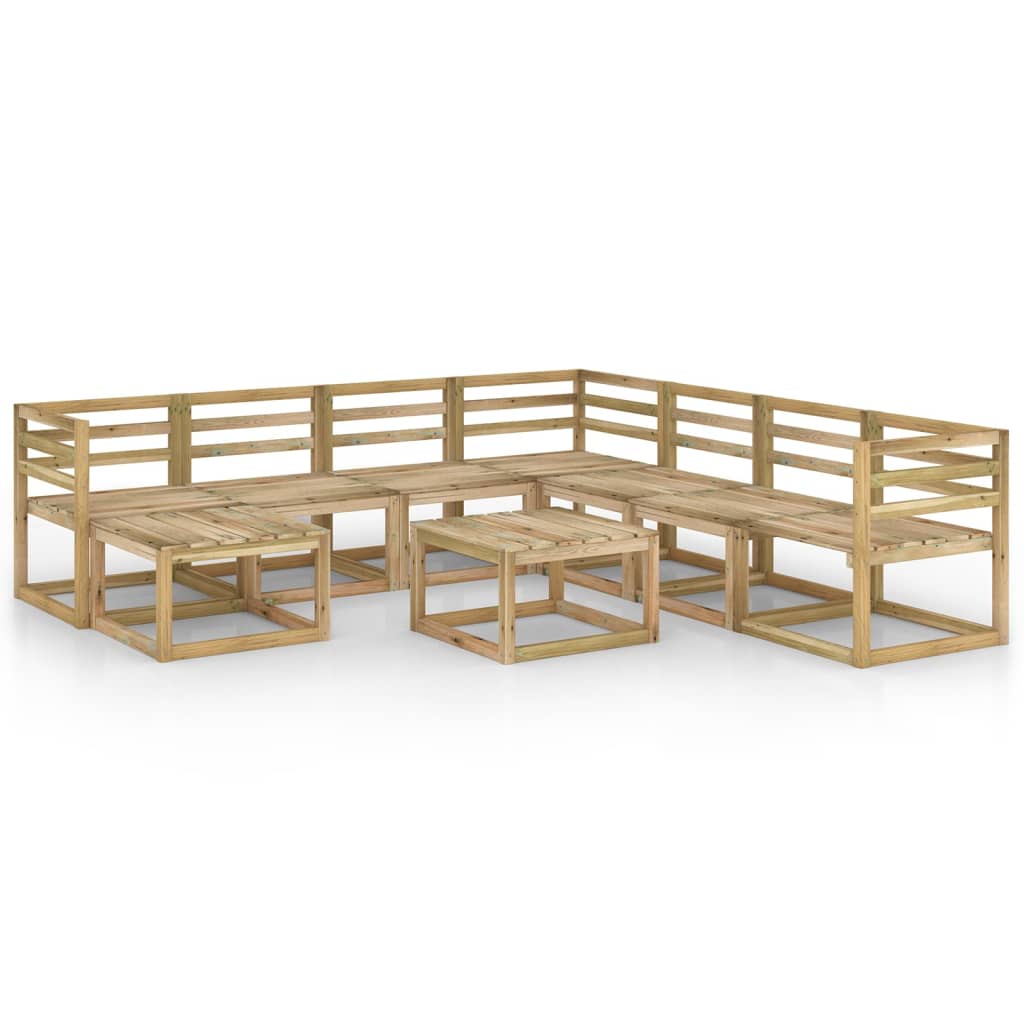 Set mobilier de grădină, 9 piese, lemn de pin verde tratat - Lando