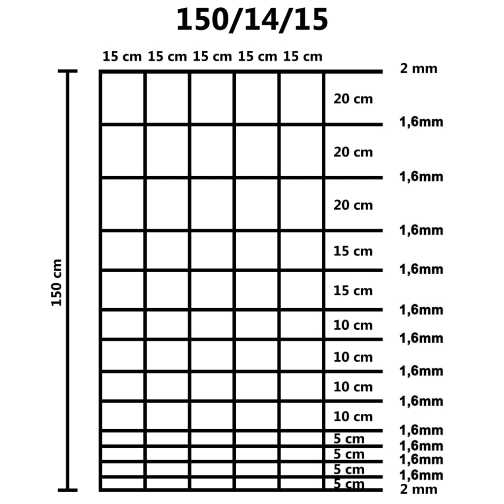 Gard de grădină, 50 m, oțel galvanizat, 150 cm Lando - Lando