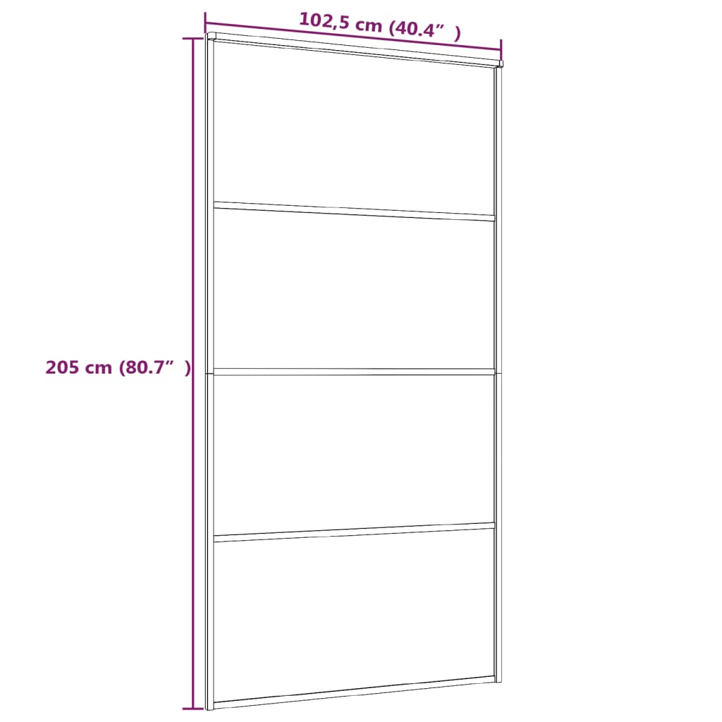 Ușă glisantă, negru, 102,5x205 cm, aluminiu și sticlă ESG - Lando