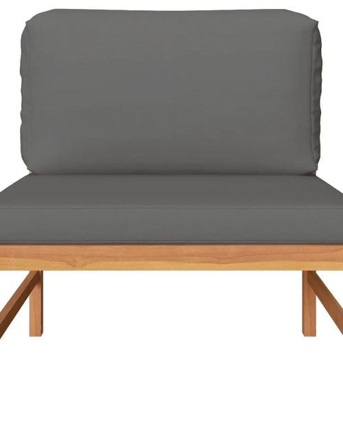 Încărcați imaginea în vizualizatorul Galerie, Canapea de mijloc cu pernă gri închis, lemn masiv de tec - Lando

