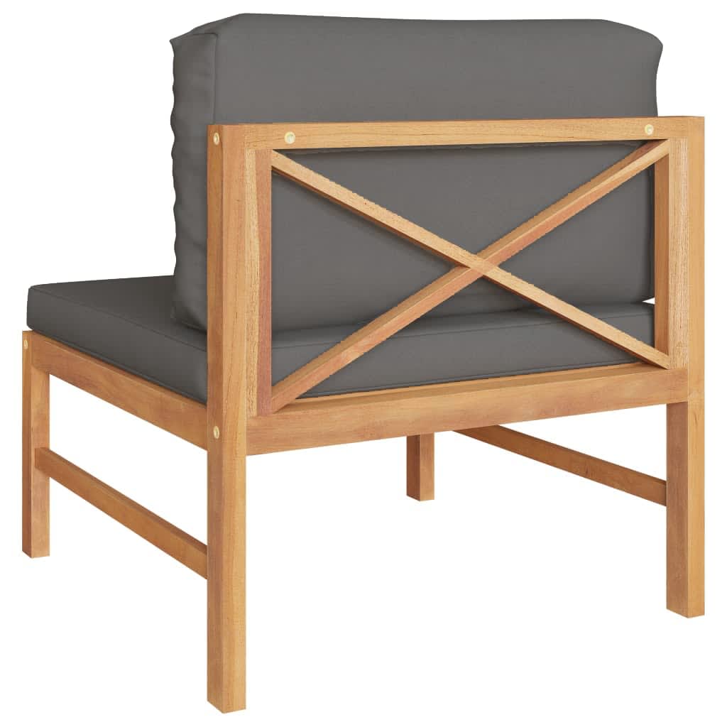 Canapea de mijloc cu pernă gri închis, lemn masiv de tec - Lando