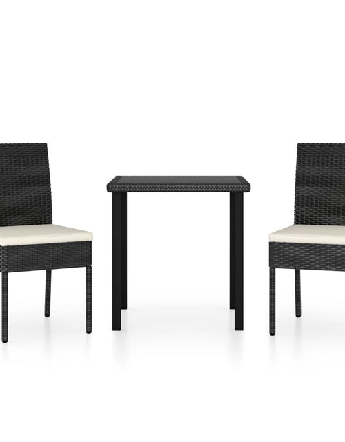 Încărcați imaginea în vizualizatorul Galerie, Set de masă și scaune de exterior, 3 piese, negru, poliratan - Lando
