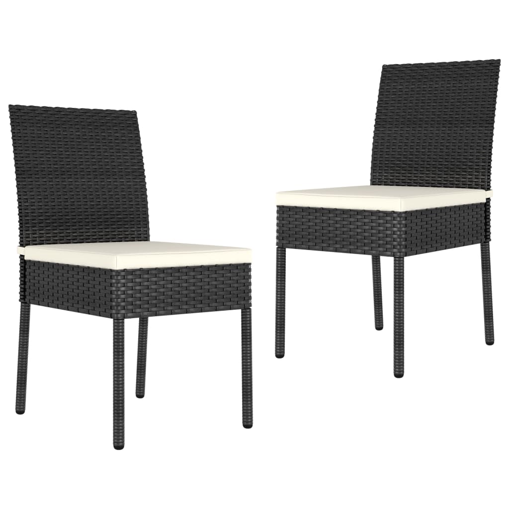 Set de masă și scaune de exterior, 3 piese, negru, poliratan - Lando