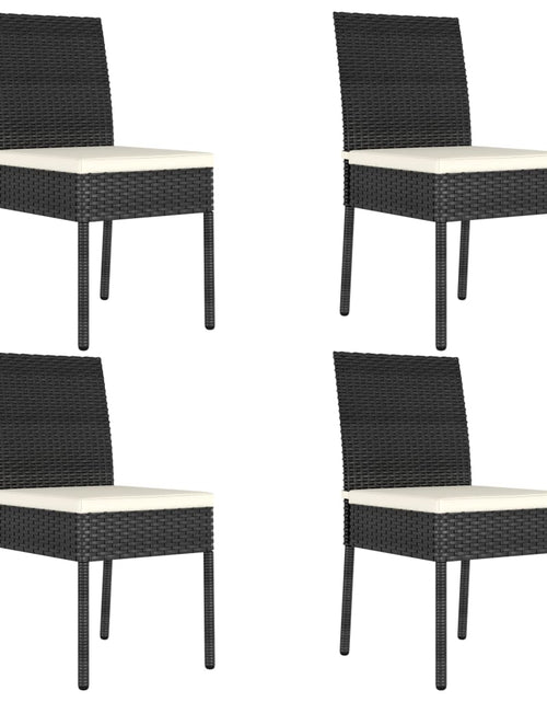 Încărcați imaginea în vizualizatorul Galerie, Set de masă și scaune de exterior, 5 piese, negru, poliratan - Lando
