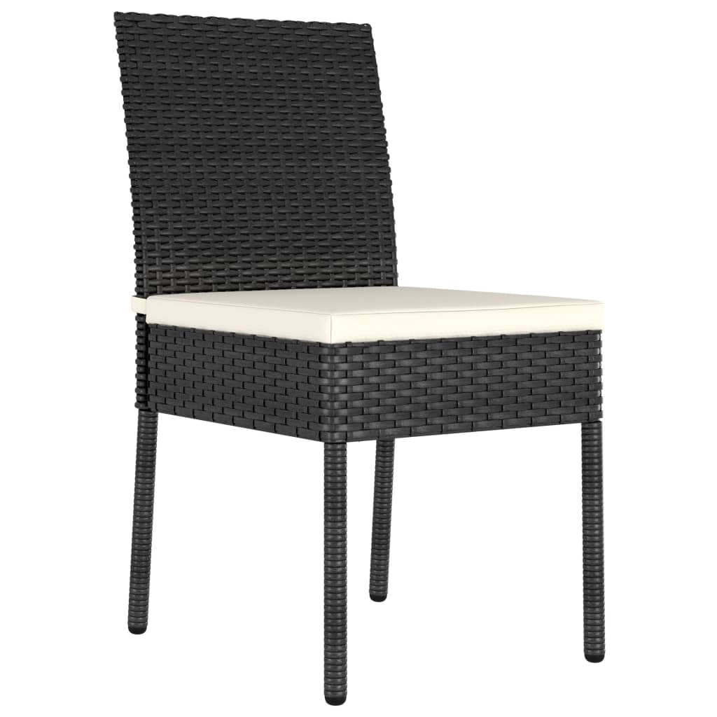 Set de masă și scaune de exterior, 5 piese, negru, poliratan - Lando
