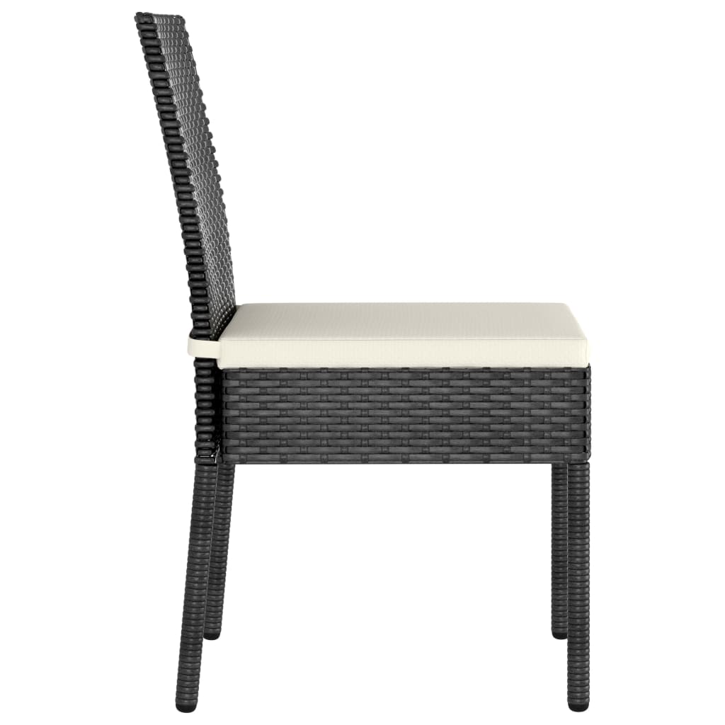 Set de masă și scaune de exterior, 5 piese, negru, poliratan - Lando