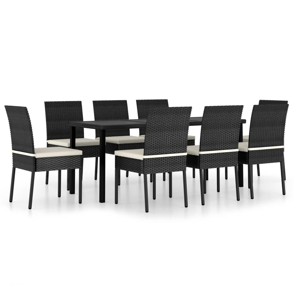 Set de mobilier de grădină, 9 piese, negru, poliratan - Lando