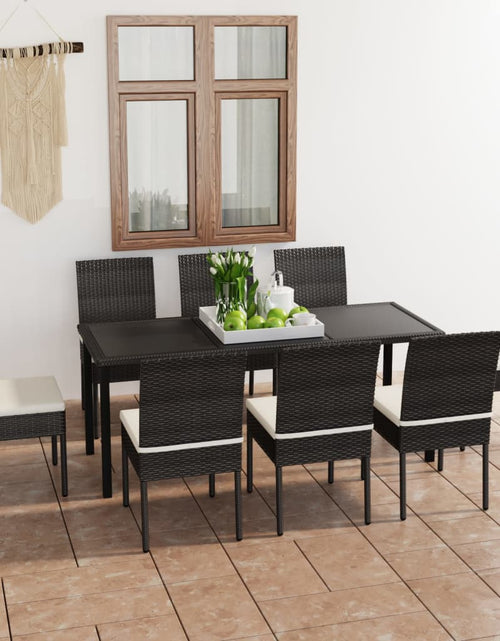 Încărcați imaginea în vizualizatorul Galerie, Set de mobilier de grădină, 9 piese, negru, poliratan - Lando
