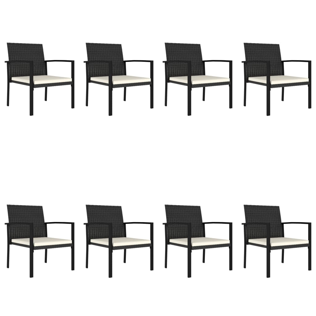 Set de masă și scaune de exterior, 9 piese, negru, poliratan - Lando