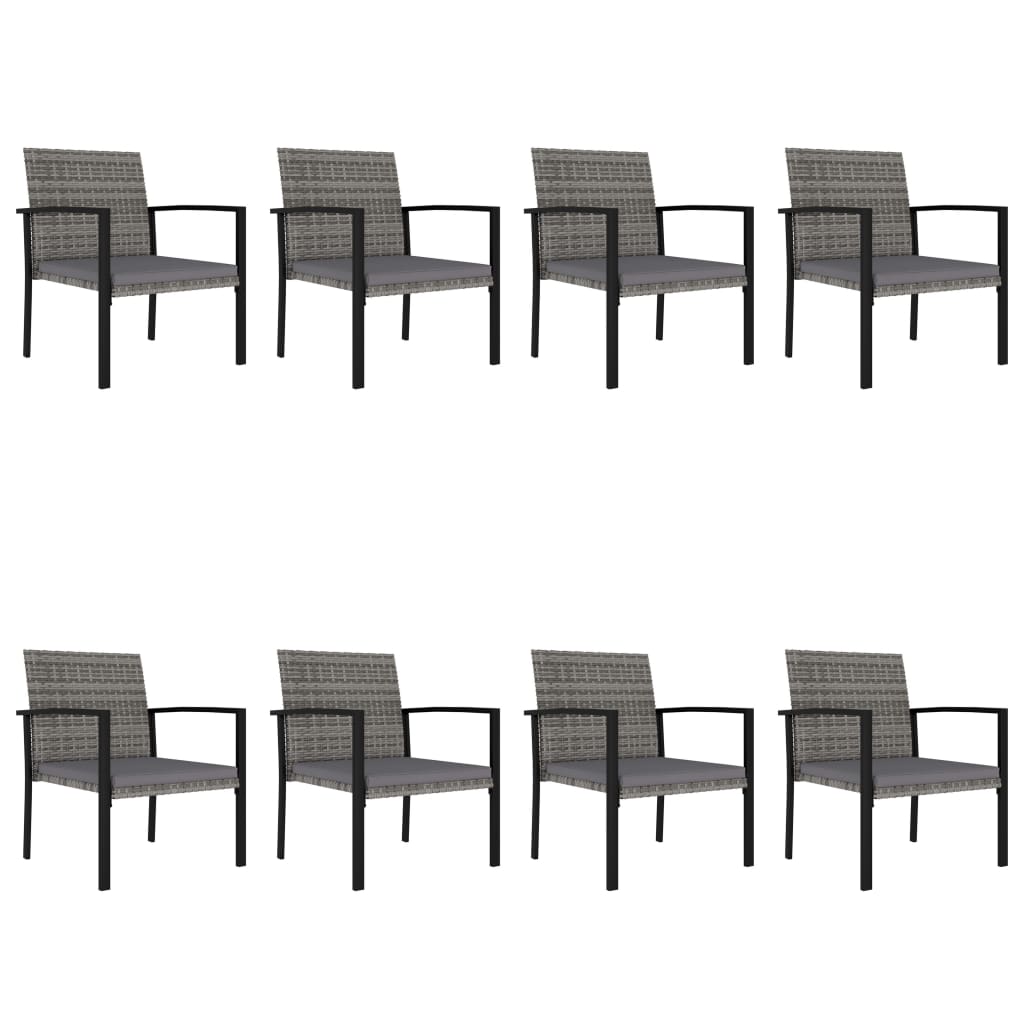 Set mobilier de masă pentru grădină, 9 piese, gri, poliratan - Lando