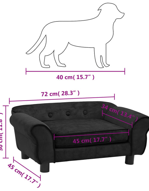 Încărcați imaginea în vizualizatorul Galerie, Canapea pentru câini, negru, 72x45x30 cm, pluș - Lando
