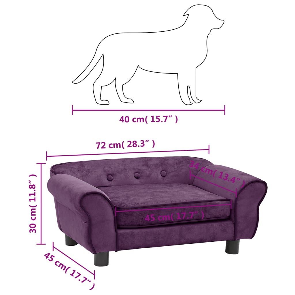 Canapea pentru câini, vișiniu, 72x45x30 cm, pluș - Lando