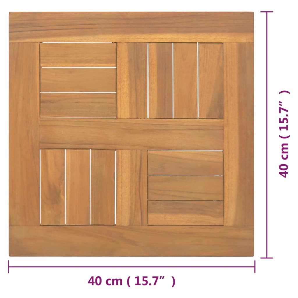 Blat de masă, 50x50x2,5 cm, lemn masiv de tec, pătrat - Lando