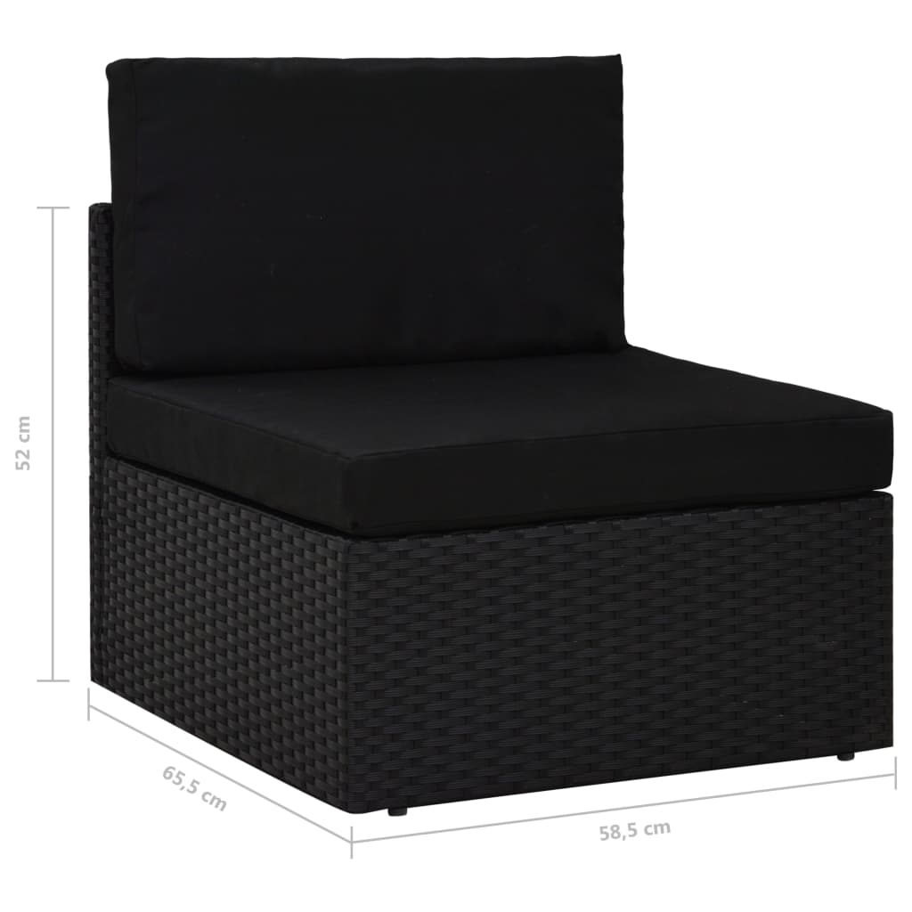 Set mobilier de grădină, 9 piese, negru, poliratan - Lando