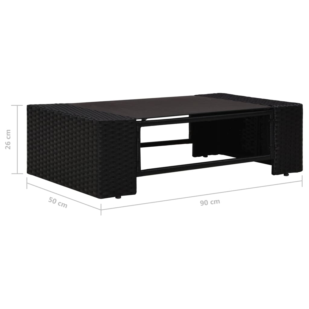 Set mobilier de grădină, 6 piese, negru, poliratan - Lando